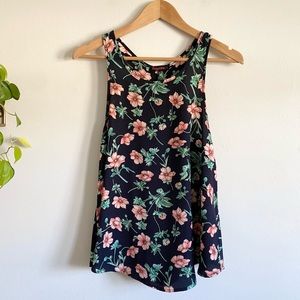 ModCloth Navy Floral Tank Top
